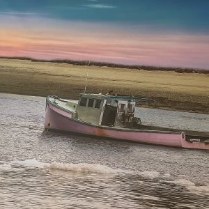 8x10 Pink boat sunrise