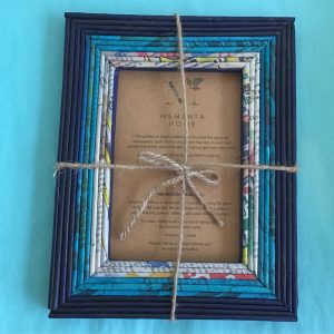 Newspaper art frame- blue ombre