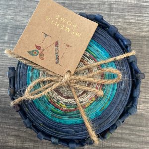 Newspaper coaster set- blue ombré