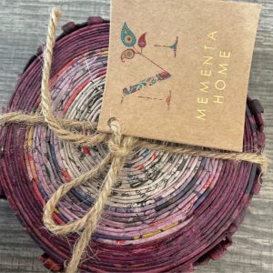 Newspaper coaster set- purple ombré
