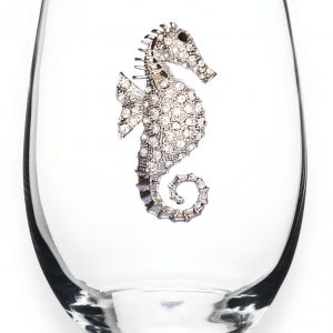 Seahorse Jeweled Stemless Wine Glass
