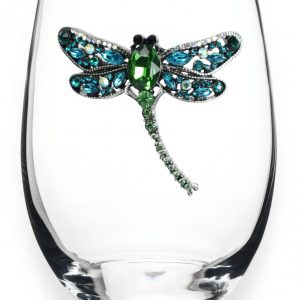 Dragonfly Jeweled Stemless Wine Glass